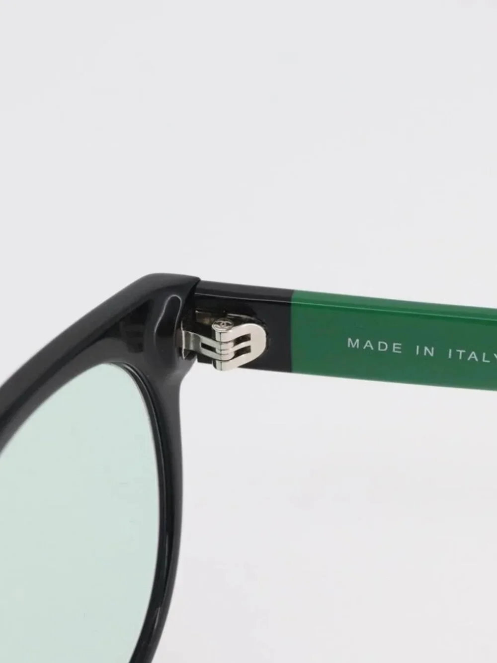CHANEL COCO Mark Glasses plastic Green CC Auth BAZ663